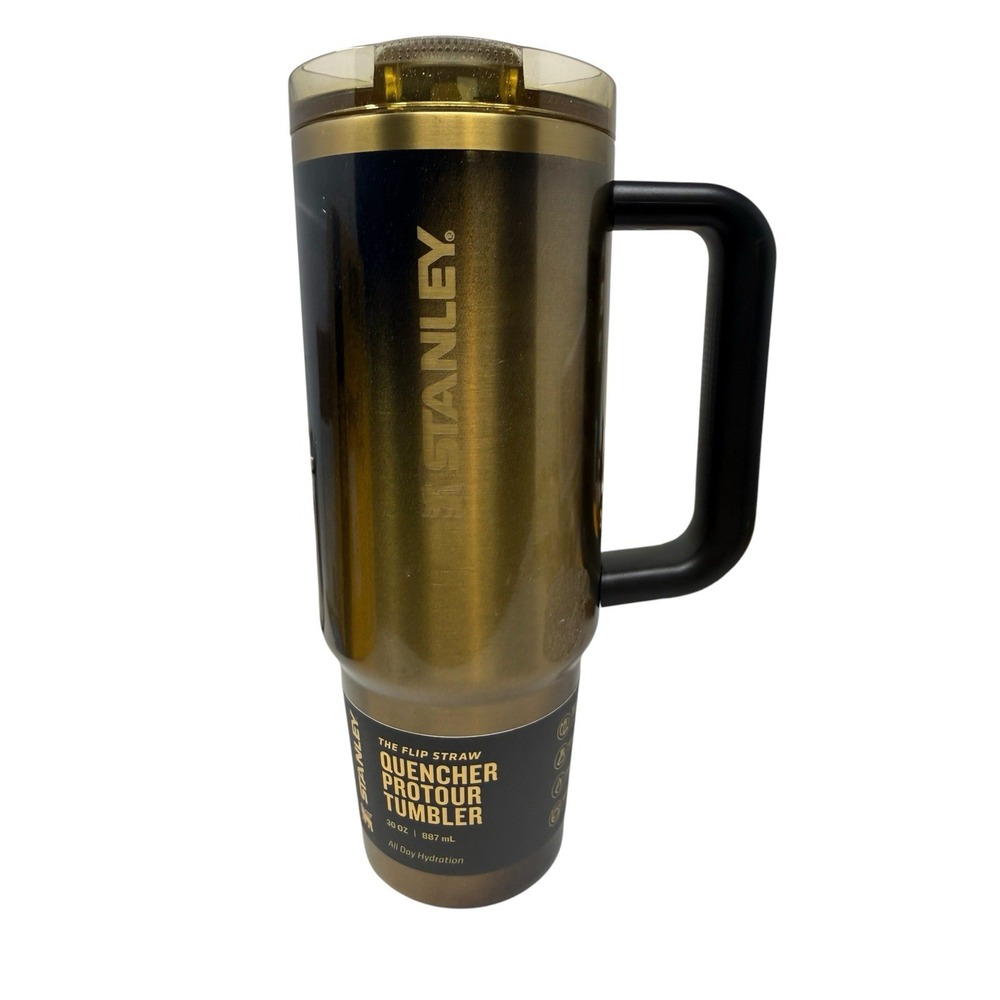 Stanley Quencher ProTour Flip Straw 30 oz. Tumbler Metallic Black Honey Gold